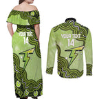 Sydney Thunder NAIDOC Week 2026 Custom Couples Matching Off Shoulder Maxi Dress and Long Sleeve Button Shirt 50 Years Deadly Indigenous Art Glitter Effect