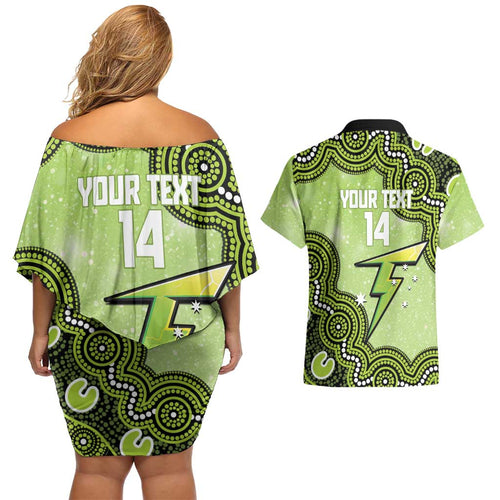 Sydney Thunder NAIDOC Week 2026 Custom Couples Matching Off Shoulder Short Dress and Hawaiian Shirt 50 Years Deadly Indigenous Art Glitter Effect