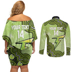 Sydney Thunder NAIDOC Week 2026 Custom Couples Matching Off Shoulder Short Dress and Long Sleeve Button Shirt 50 Years Deadly Indigenous Art Glitter Effect