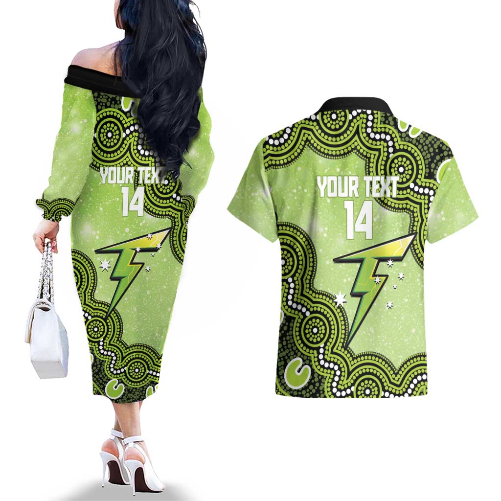 Sydney Thunder NAIDOC Week 2026 Custom Couples Matching Off The Shoulder Long Sleeve Dress and Hawaiian Shirt 50 Years Deadly Indigenous Art Glitter Effect