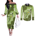 Sydney Thunder NAIDOC Week 2026 Custom Couples Matching Off The Shoulder Long Sleeve Dress and Long Sleeve Button Shirt 50 Years Deadly Indigenous Art Glitter Effect