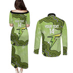 Sydney Thunder NAIDOC Week 2026 Custom Couples Matching Puletasi and Long Sleeve Button Shirt 50 Years Deadly Indigenous Art Glitter Effect