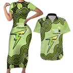 Sydney Thunder NAIDOC Week 2026 Custom Couples Matching Short Sleeve Bodycon Dress and Hawaiian Shirt 50 Years Deadly Indigenous Art Glitter Effect