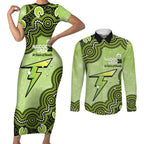 Sydney Thunder NAIDOC Week 2026 Custom Couples Matching Short Sleeve Bodycon Dress and Long Sleeve Button Shirt 50 Years Deadly Indigenous Art Glitter Effect