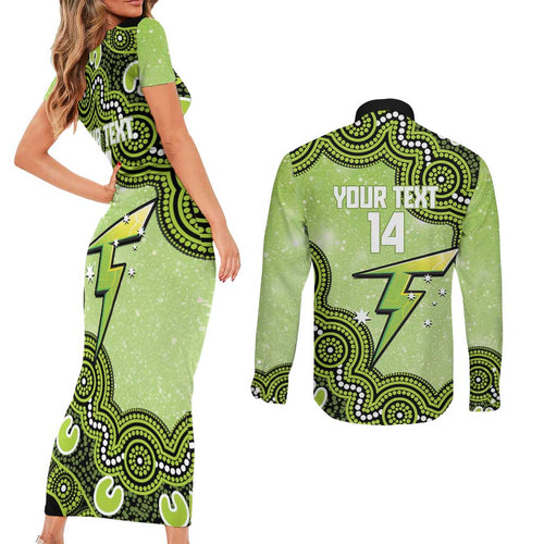 Sydney Thunder NAIDOC Week 2026 Custom Couples Matching Short Sleeve Bodycon Dress and Long Sleeve Button Shirt 50 Years Deadly Indigenous Art Glitter Effect
