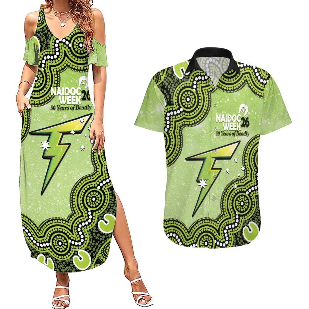 Sydney Thunder NAIDOC Week 2026 Custom Couples Matching Summer Maxi Dress and Hawaiian Shirt 50 Years Deadly Indigenous Art Glitter Effect
