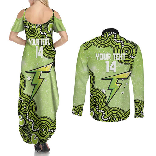 Sydney Thunder NAIDOC Week 2026 Custom Couples Matching Summer Maxi Dress and Long Sleeve Button Shirt 50 Years Deadly Indigenous Art Glitter Effect