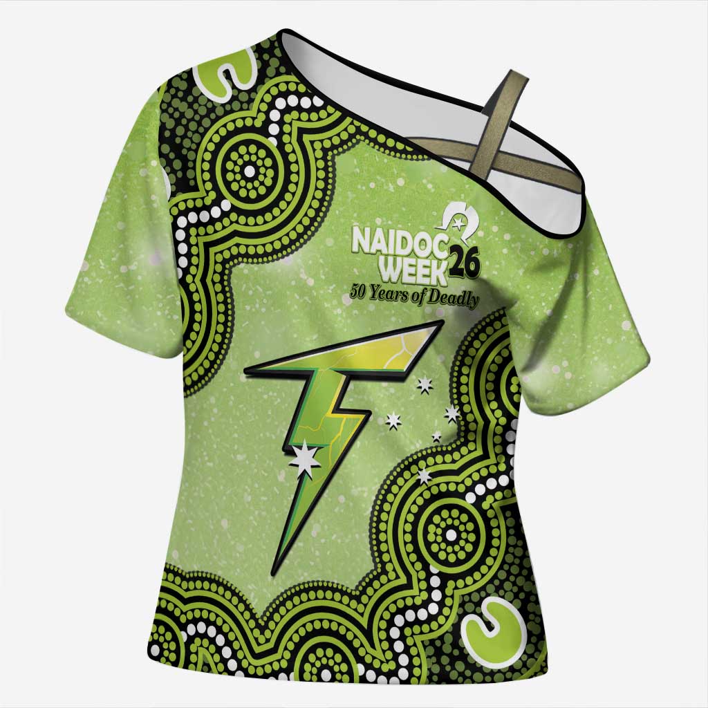 Sydney Thunder NAIDOC Week 2026 Custom Cross Shoulder Shirt 50 Years Deadly Indigenous Art Glitter Effect