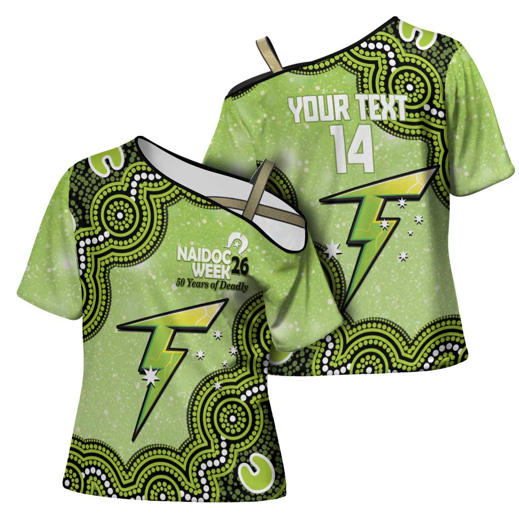 Sydney Thunder NAIDOC Week 2026 Custom Cross Shoulder Shirt 50 Years Deadly Indigenous Art Glitter Effect
