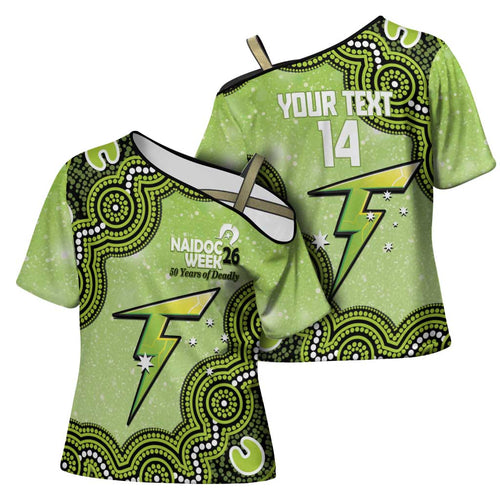Sydney Thunder NAIDOC Week 2026 Custom Cross Shoulder Shirt 50 Years Deadly Indigenous Art Glitter Effect