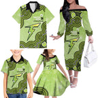 Sydney Thunder NAIDOC Week 2026 Custom Family Matching Off The Shoulder Long Sleeve Dress and Hawaiian Shirt 50 Years Deadly Indigenous Art Glitter Effect