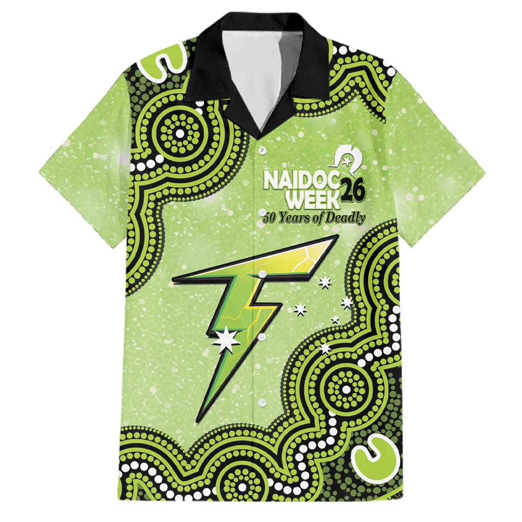 Sydney Thunder NAIDOC Week 2026 Custom Family Matching Off The Shoulder Long Sleeve Dress and Hawaiian Shirt 50 Years Deadly Indigenous Art Glitter Effect