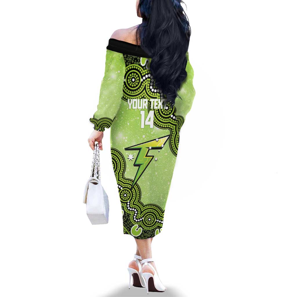 Sydney Thunder NAIDOC Week 2026 Custom Family Matching Off The Shoulder Long Sleeve Dress and Hawaiian Shirt 50 Years Deadly Indigenous Art Glitter Effect