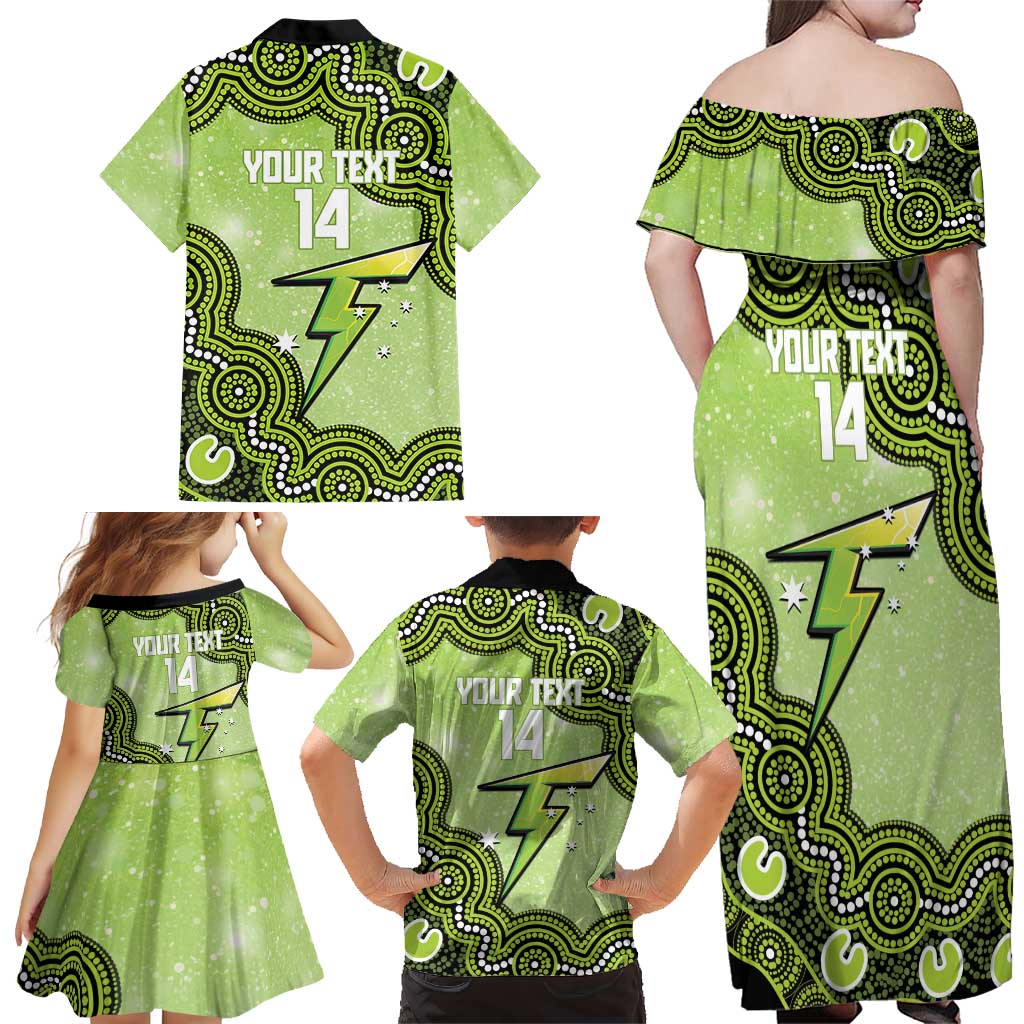 Sydney Thunder NAIDOC Week 2026 Custom Family Matching Off Shoulder Maxi Dress and Hawaiian Shirt 50 Years Deadly Indigenous Art Glitter Effect