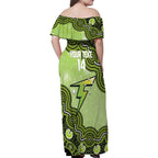 Sydney Thunder NAIDOC Week 2026 Custom Family Matching Off Shoulder Maxi Dress and Hawaiian Shirt 50 Years Deadly Indigenous Art Glitter Effect