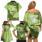 Sydney Thunder NAIDOC Week 2026 Custom Family Matching Off Shoulder Short Dress and Hawaiian Shirt 50 Years Deadly Indigenous Art Glitter Effect