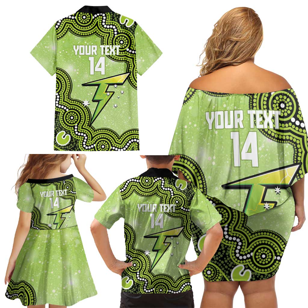 Sydney Thunder NAIDOC Week 2026 Custom Family Matching Off Shoulder Short Dress and Hawaiian Shirt 50 Years Deadly Indigenous Art Glitter Effect