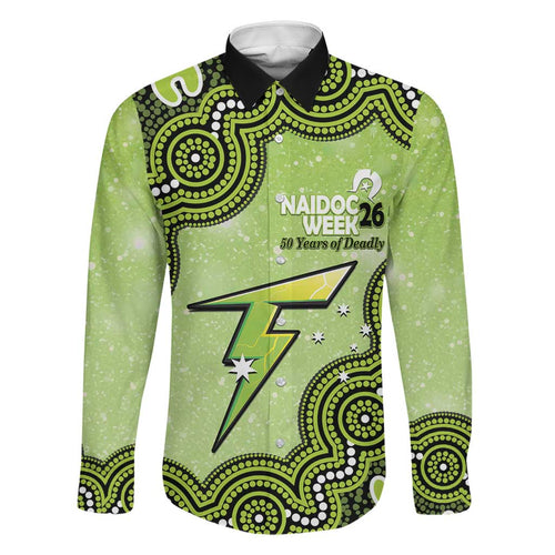 Sydney Thunder NAIDOC Week 2026 Custom Family Matching Off Shoulder Short Dress and Hawaiian Shirt 50 Years Deadly Indigenous Art Glitter Effect