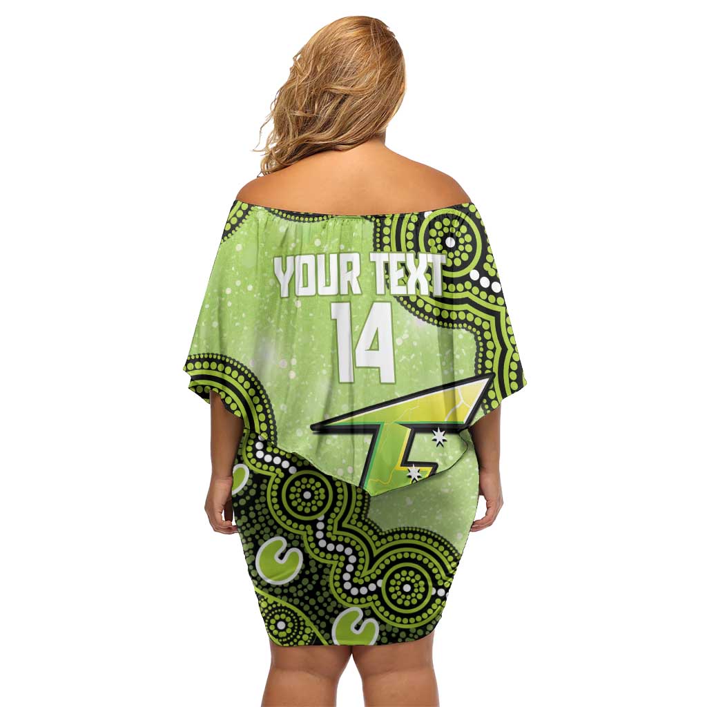 Sydney Thunder NAIDOC Week 2026 Custom Family Matching Off Shoulder Short Dress and Hawaiian Shirt 50 Years Deadly Indigenous Art Glitter Effect