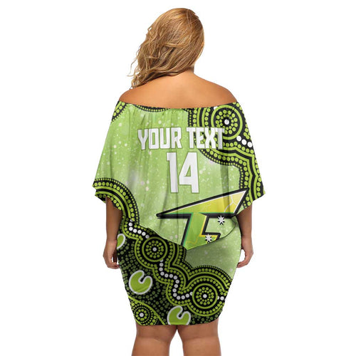 Sydney Thunder NAIDOC Week 2026 Custom Family Matching Off Shoulder Short Dress and Hawaiian Shirt 50 Years Deadly Indigenous Art Glitter Effect