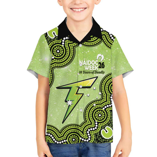 Sydney Thunder NAIDOC Week 2026 Custom Family Matching Off Shoulder Short Dress and Hawaiian Shirt 50 Years Deadly Indigenous Art Glitter Effect