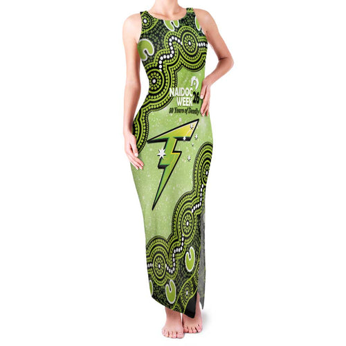 Sydney Thunder NAIDOC Week 2026 Custom Family Matching Tank Maxi Dress and Hawaiian Shirt 50 Years Deadly Indigenous Art Glitter Effect