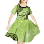 Sydney Thunder NAIDOC Week 2026 Custom Kid Short Sleeve Dress 50 Years Deadly Indigenous Art Glitter Effect