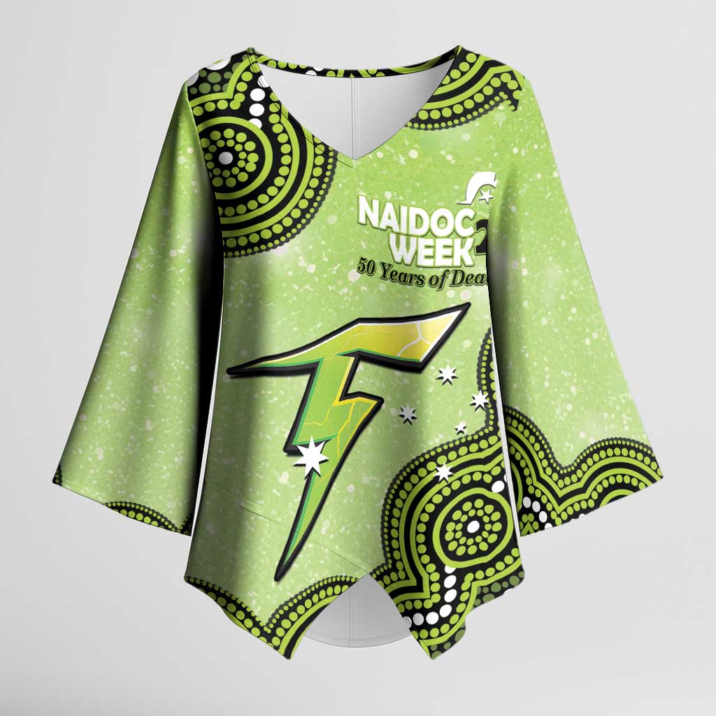 Sydney Thunder NAIDOC Week 2026 Custom Kimono Sleeve Blouse 50 Years Deadly Indigenous Art Glitter Effect