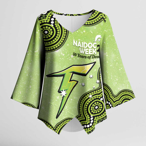 Sydney Thunder NAIDOC Week 2026 Custom Kimono Sleeve Blouse 50 Years Deadly Indigenous Art Glitter Effect
