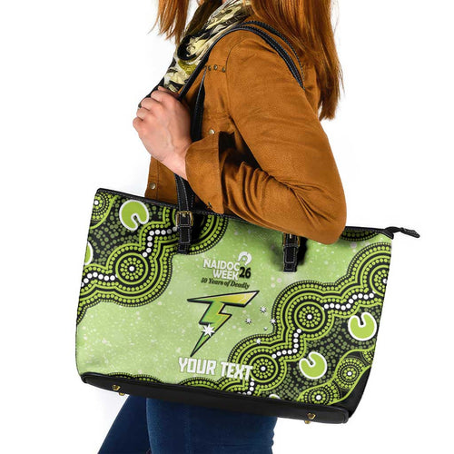 Sydney Thunder NAIDOC Week 2026 Custom Leather Tote Bag 50 Years Deadly Indigenous Art Glitter Effect