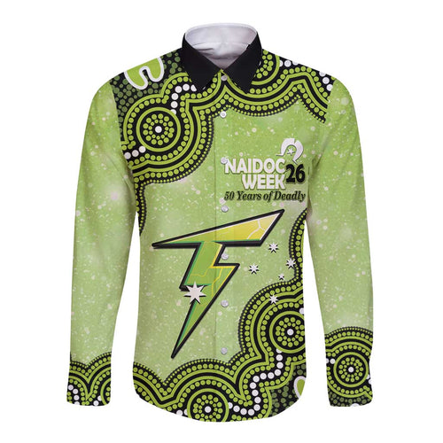 Sydney Thunder NAIDOC Week 2026 Custom Long Sleeve Button Shirt 50 Years Deadly Indigenous Art Glitter Effect