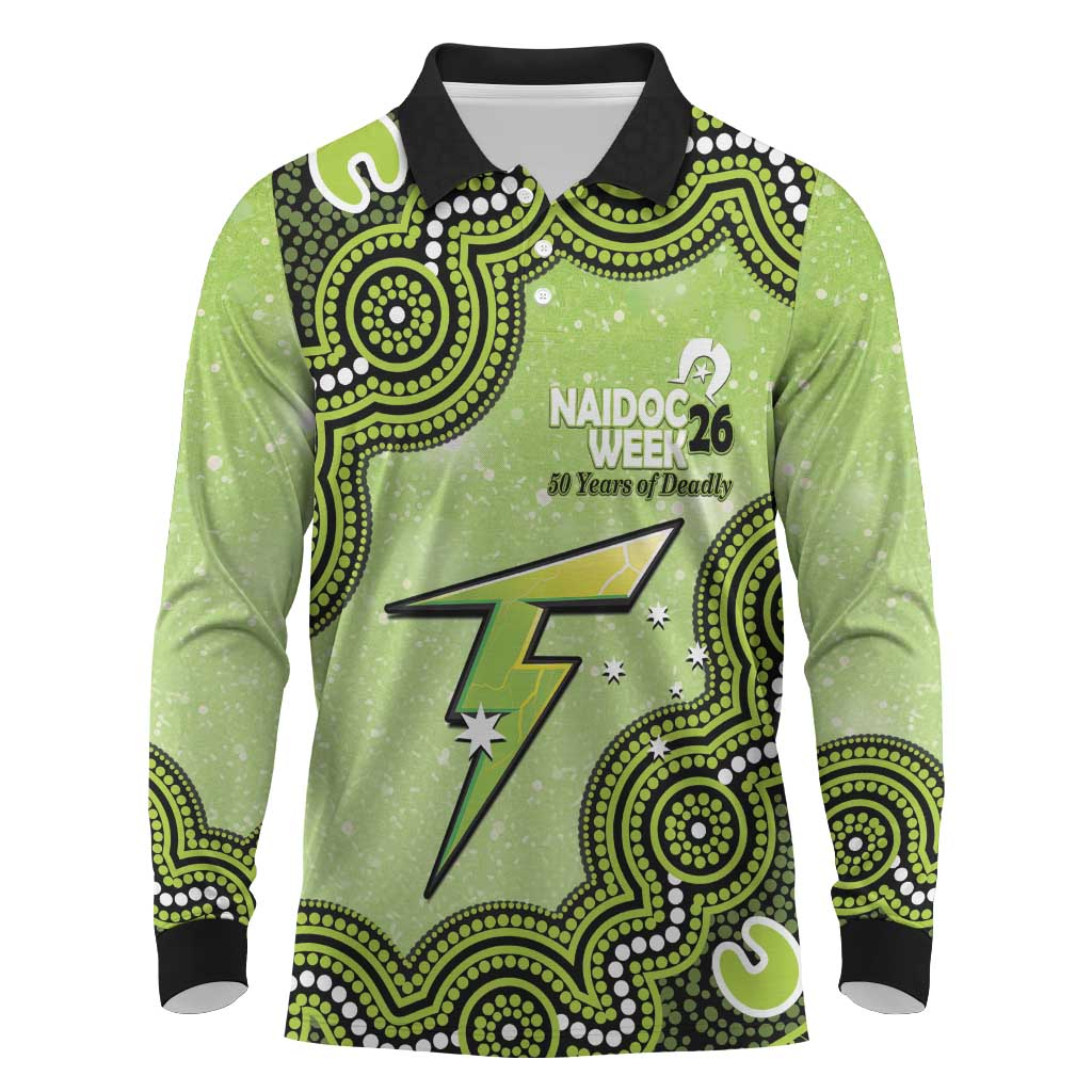 Sydney Thunder NAIDOC Week 2026 Custom Long Sleeve Polo Shirt 50 Years Deadly Indigenous Art Glitter Effect
