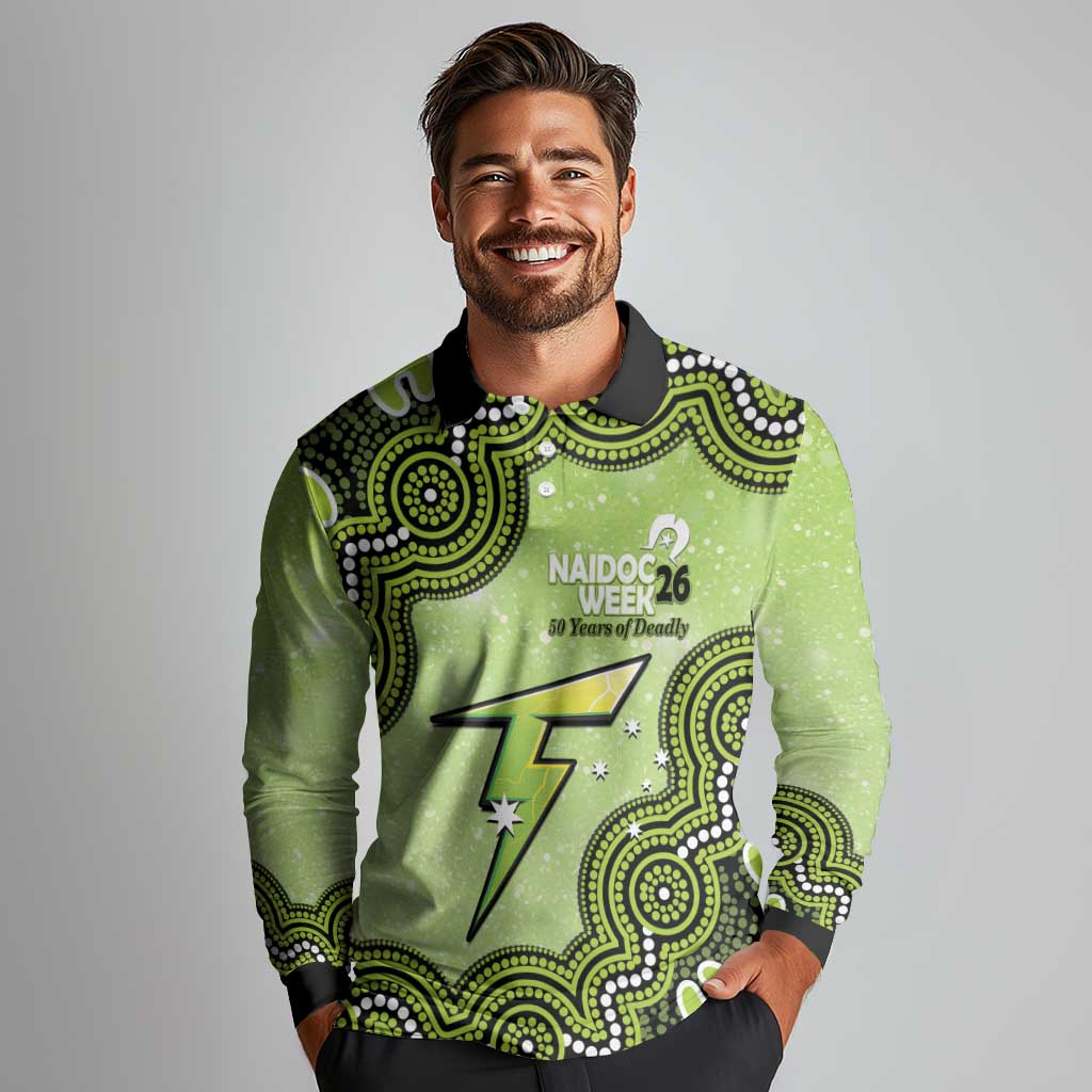 Sydney Thunder NAIDOC Week 2026 Custom Long Sleeve Polo Shirt 50 Years Deadly Indigenous Art Glitter Effect