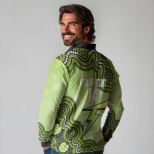 Sydney Thunder NAIDOC Week 2026 Custom Long Sleeve Polo Shirt 50 Years Deadly Indigenous Art Glitter Effect
