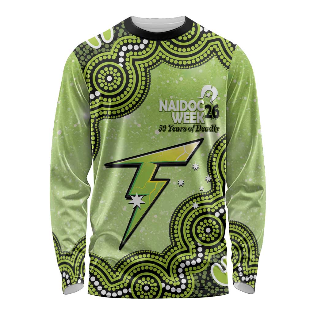 Sydney Thunder NAIDOC Week 2026 Custom Long Sleeve Shirt 50 Years Deadly Indigenous Art Glitter Effect