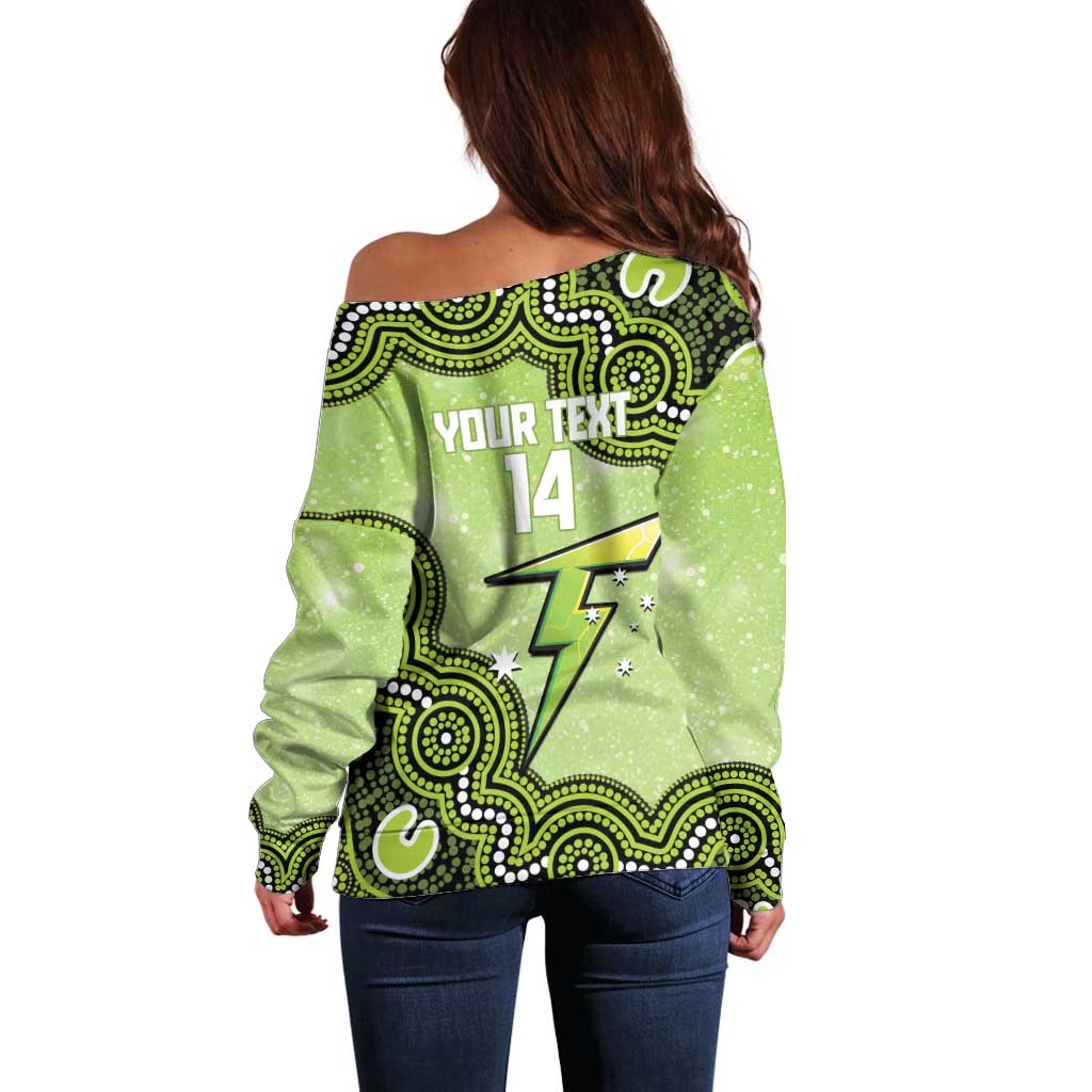 Sydney Thunder NAIDOC Week 2026 Custom Off Shoulder Sweater 50 Years Deadly Indigenous Art Glitter Effect