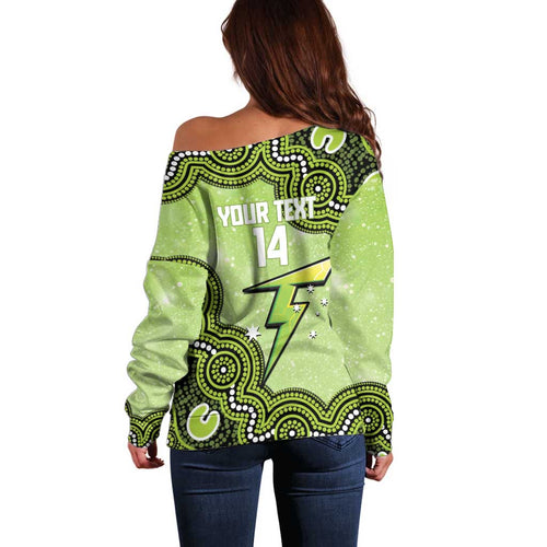 Sydney Thunder NAIDOC Week 2026 Custom Off Shoulder Sweater 50 Years Deadly Indigenous Art Glitter Effect