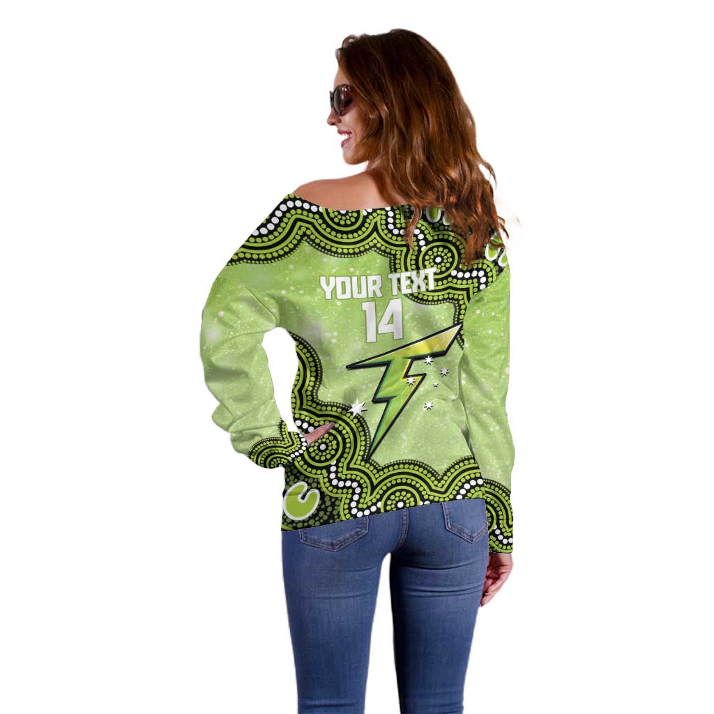 Sydney Thunder NAIDOC Week 2026 Custom Off Shoulder Sweater 50 Years Deadly Indigenous Art Glitter Effect
