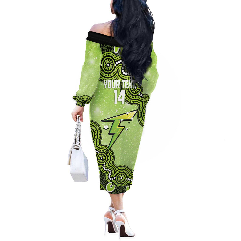 Sydney Thunder NAIDOC Week 2026 Custom Off The Shoulder Long Sleeve Dress 50 Years Deadly Indigenous Art Glitter Effect