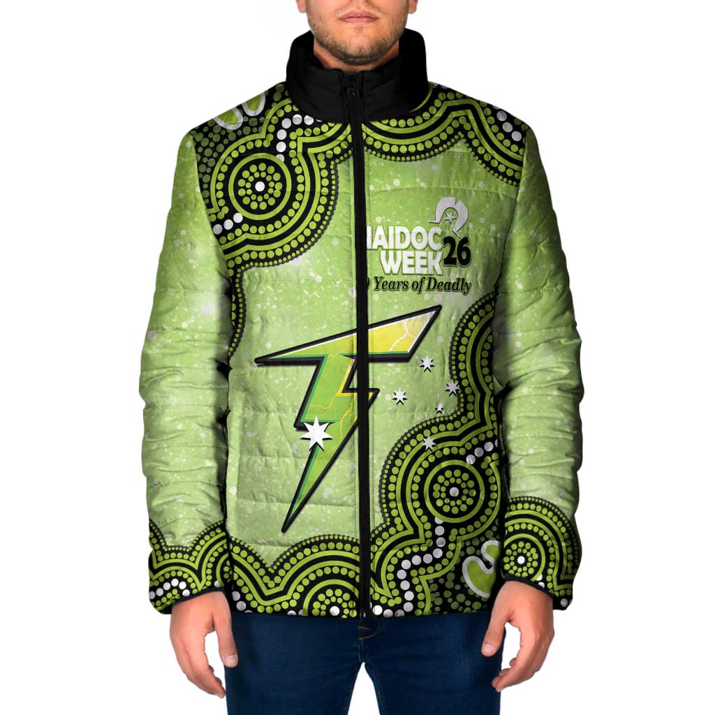 Sydney Thunder NAIDOC Week 2026 Custom Padded Jacket 50 Years Deadly Indigenous Art Glitter Effect