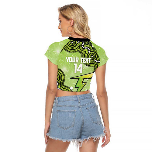Sydney Thunder NAIDOC Week 2026 Custom Raglan Cropped T Shirt 50 Years Deadly Indigenous Art Glitter Effect
