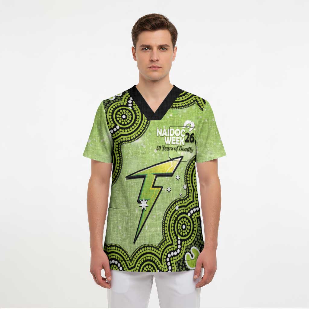 Sydney Thunder NAIDOC Week 2026 Custom Scrub Top 50 Years Deadly Indigenous Art Glitter Effect