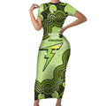 Sydney Thunder NAIDOC Week 2026 Custom Short Sleeve Bodycon Dress 50 Years Deadly Indigenous Art Glitter Effect
