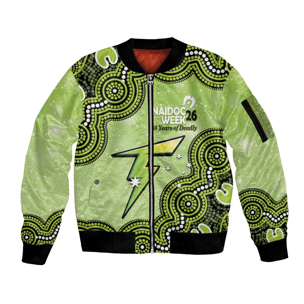 Sydney Thunder NAIDOC Week 2026 Custom Sleeve Zip Bomber Jacket 50 Years Deadly Indigenous Art Glitter Effect