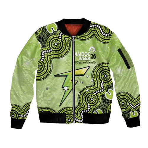 Sydney Thunder NAIDOC Week 2026 Custom Sleeve Zip Bomber Jacket 50 Years Deadly Indigenous Art Glitter Effect