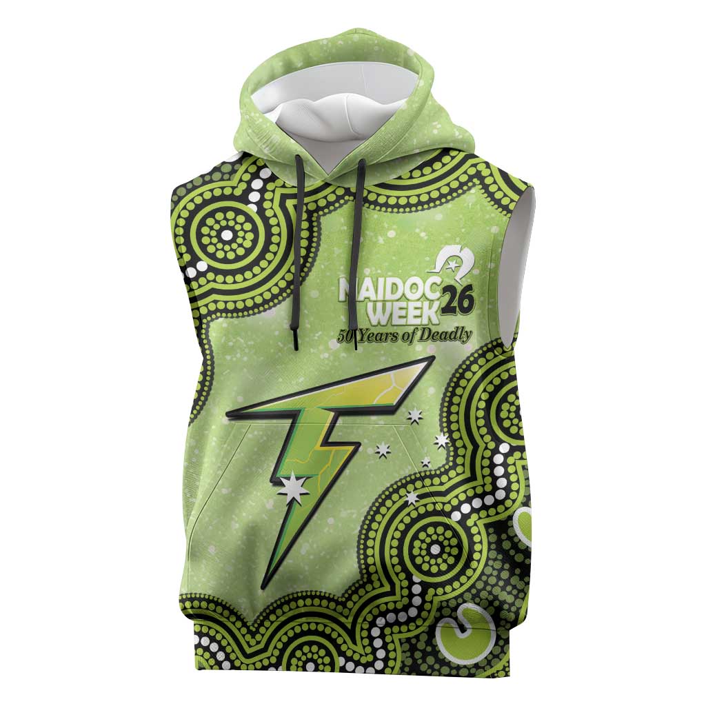Sydney Thunder NAIDOC Week 2026 Custom Sleeveless Hoodie 50 Years Deadly Indigenous Art Glitter Effect