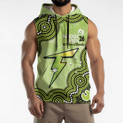 Sydney Thunder NAIDOC Week 2026 Custom Sleeveless Hoodie 50 Years Deadly Indigenous Art Glitter Effect