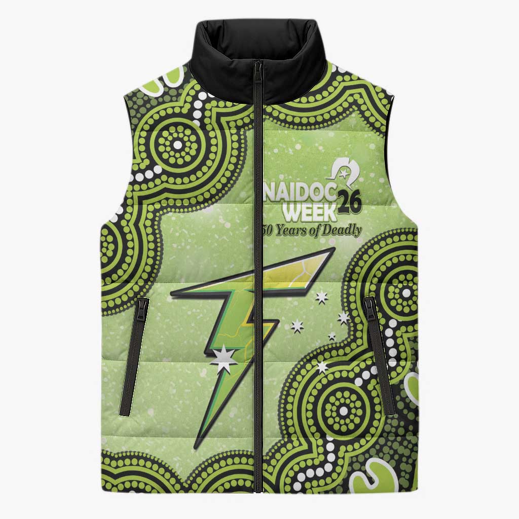 Sydney Thunder NAIDOC Week 2026 Custom Sleeveless Puffer Jacket 50 Years Deadly Indigenous Art Glitter Effect