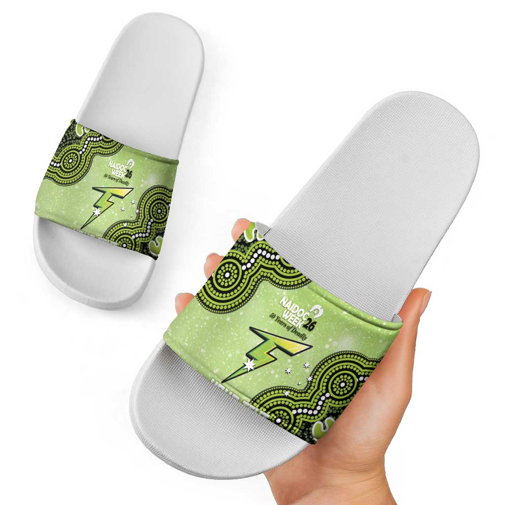 Sydney Thunder NAIDOC Week 2026 Custom Slide Sandals 50 Years Deadly Indigenous Art Glitter Effect