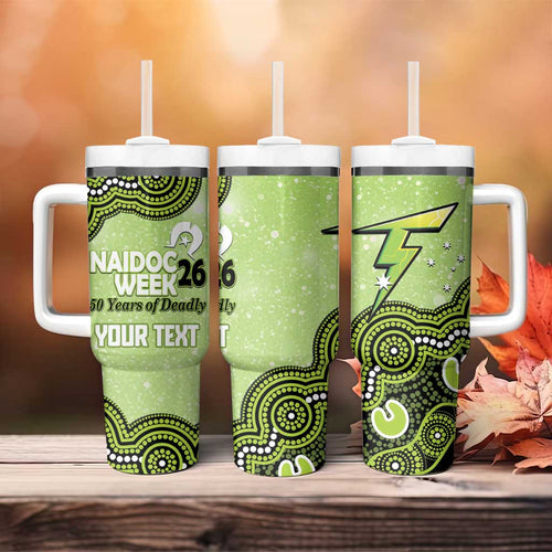 Sydney Thunder NAIDOC Week 2026 Custom Tumbler With Handle 50 Years Deadly Indigenous Art Glitter Effect